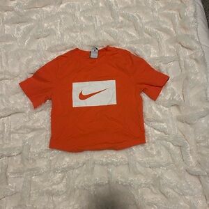Nike Orange Short Sleeve Tee with White Logo Panel